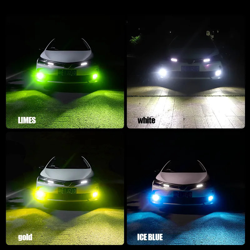 お得 自動車 カー LED フォグランプ オートフォグライト H8 H9 H3 55W ホワイト/ゴールド/アイスブルー/グリーン DRLバルブ