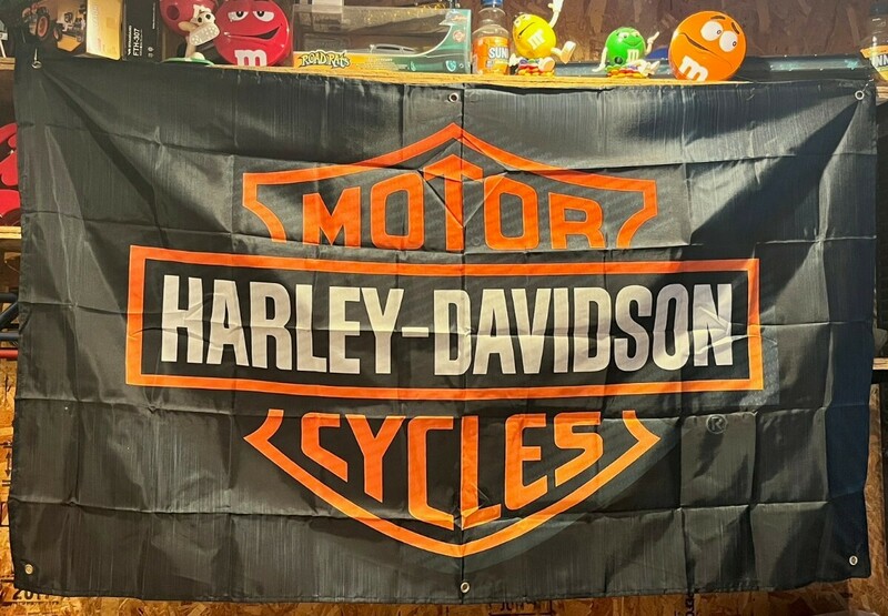 ハーレーダビッドソン HARLEY-DAVIDSON 特大 フラッグ 旗 150×90㎝ アメリカン バイク ガレージ 雑貨 インテリア タペストリー 