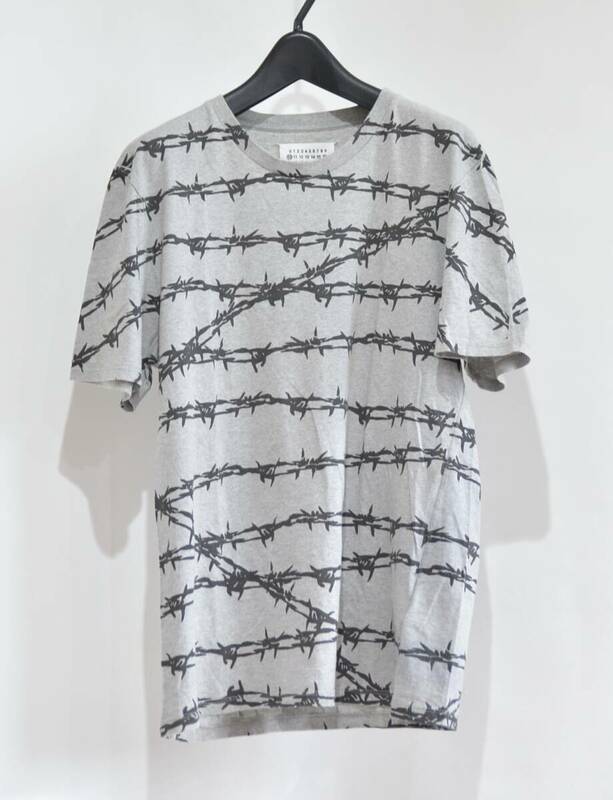 Martin Margiela マルタン マルジェラ 有刺鉄線 総柄 Tシャツ カットソー グレー 48 Y-20824X