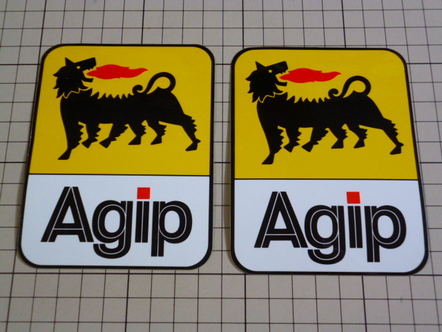 【残り僅か】希少 正規品 Agip ステッカー 2枚 当時物 です(85×110ｍｍ) アジップ オイル