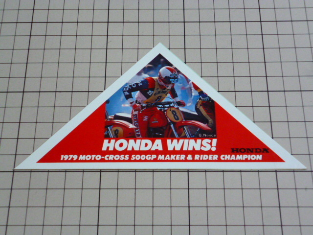 正規品 1979 MOTO CROSS 500GP MAKER & RIDER CHAMPION HONDA WINS！ ステッカー 当時物 です(約168×84mm) 70年代 70s ホンダ モトクロス