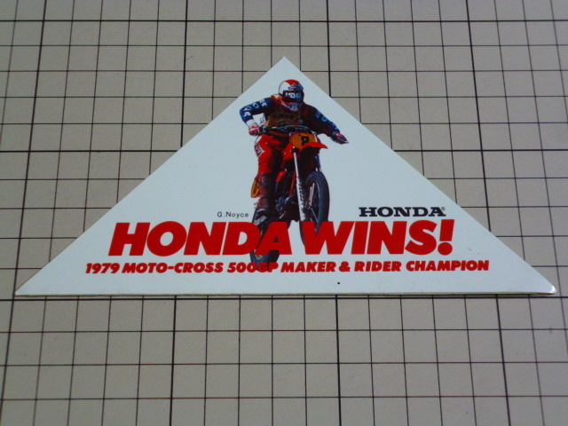 正規品 1979 MOTO CROSS 500GP MAKER & RIDER CHAMPION HONDA WINS！ ステッカー 当時物 です(約169×85mm) 70年代 70s ホンダ モトクロス