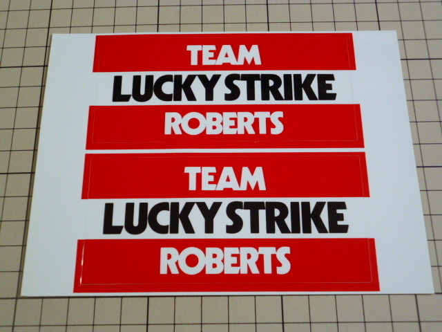 正規品 TEAM LUCKYSTRIKE ROBERTS ステッカー 1シート 当時物 (赤/1枚 約110×51mm) ラッキーストライク Kenny Roberts ケニー ロバーツ