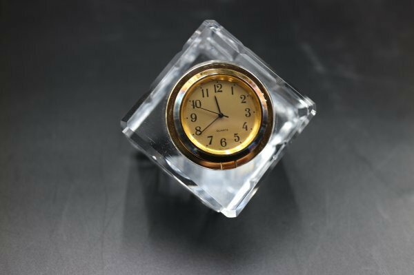 ガラス時計④　クォーツ時計　電池交換済　動作確認済　アンティーク　レトロ　