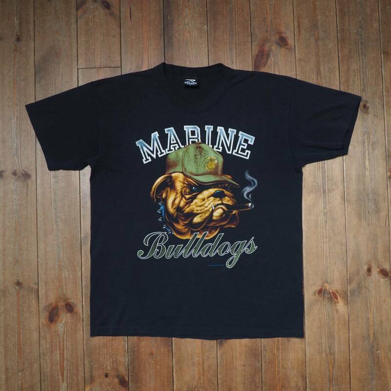 80s Tシャツ アメリカ軍 USMC マリンコープ usa製 アメリカ製 ビンテージ 白 L シングルステッチ ブラック