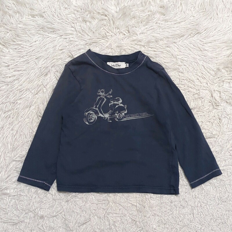 【送料無料】babydior　ベビーディオール　長袖　ロンT　24month　ネイビー　ロゴ　ベビー　子供服