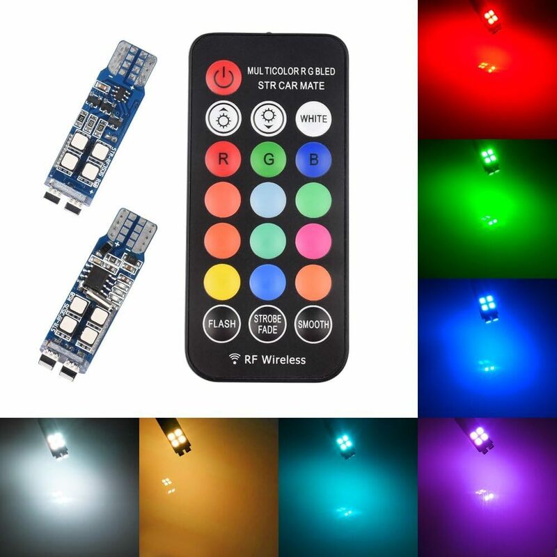 Futwod ポジションランプ T10 LED RGB ホワイト ブルー アンバー パープル レッド ピンク グリーン アイスブル