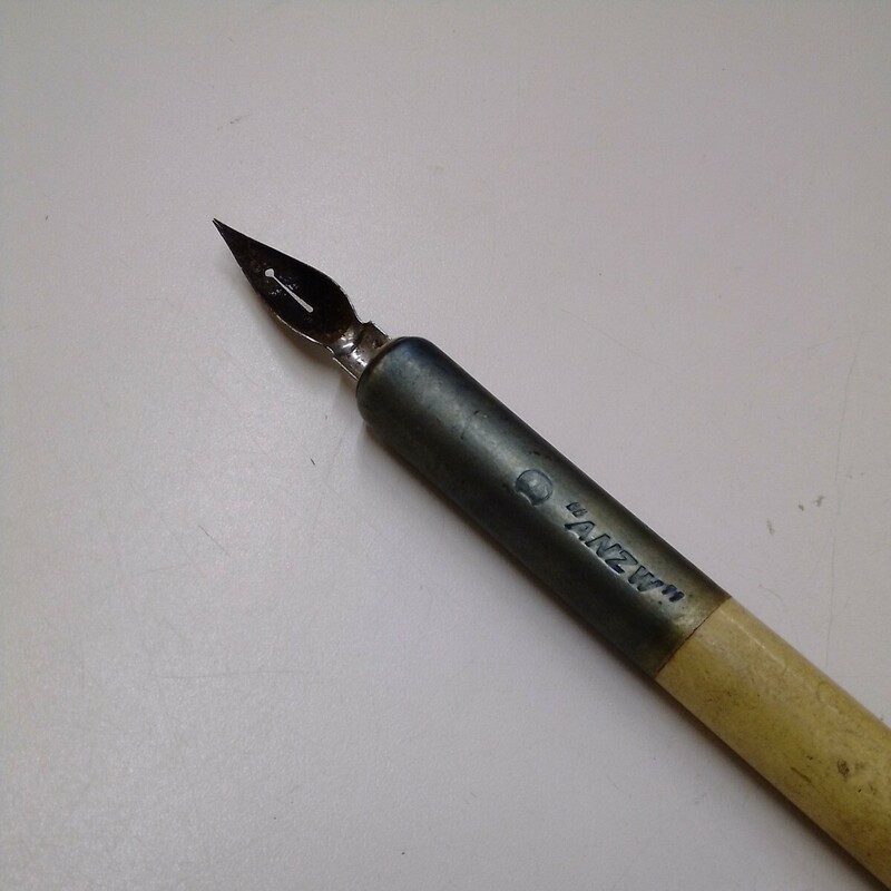 【当時物】ANZW 木製ペン軸+ペン先 デスクペン【ジャンク】