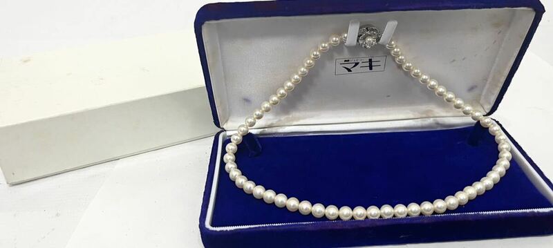 アコヤ　本真珠　シルバー刻印　ネックレス　全長　約43センチ　約6.8~7mm あこや パール アコヤ真珠 