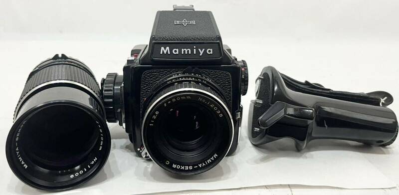 Mamiya マミヤ M645 中判フィルムカメラ MAMIYA-SEKOR C 1:2.8 f=80mm/1:4 f=210mm レンズ2点セット ハンドル付き　中判カメラ