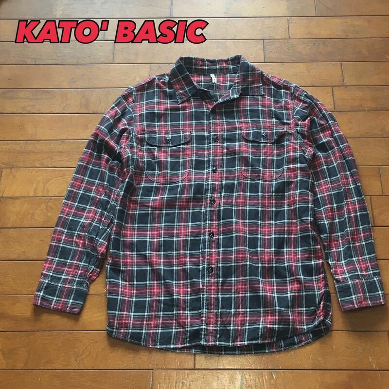 ☆【 KATO' BASIC 】★コットン チェックワークシャツ★サイズM程度