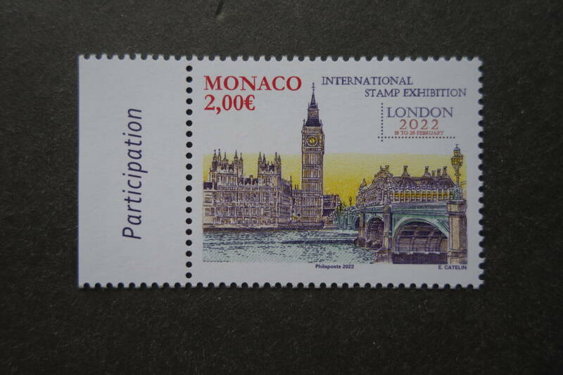 外国切手：モナコ切手 「〈ロンドン2022〉」（テムズ川とウエストミンスター宮殿〔世界遺産〕）1種完 未使用