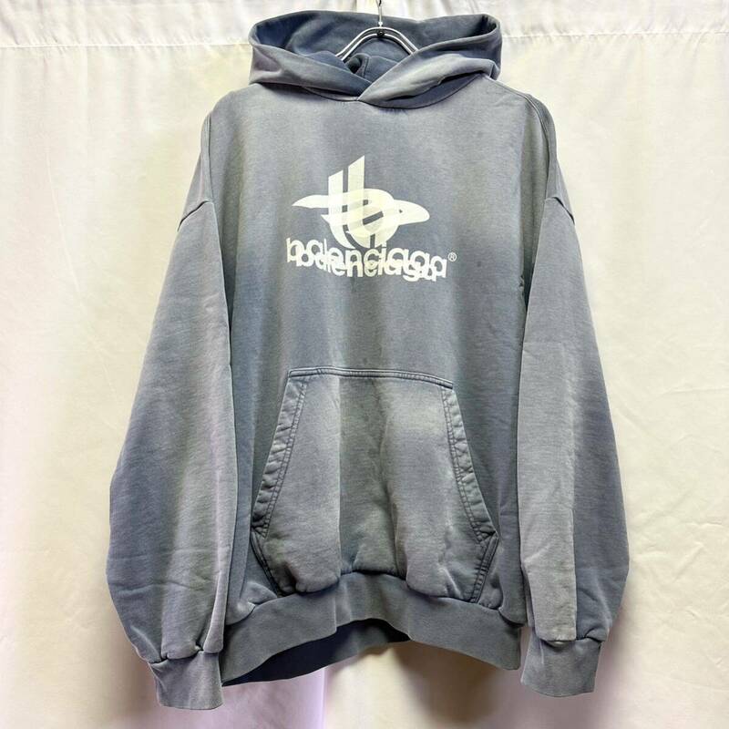 新作◇BALENCIAGA バレンシアガ Layered Faded Hoodie 23AW レイヤードロゴ パーカー phantom Overlap 3B ユニセックス L