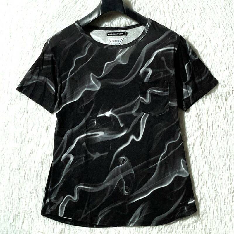 CHORD NUMBER EIGHT★名作★KEMURI POCKET TEE★ケムリ柄ポケットTシャツ 半袖カットソー スモーク 黒 M コードナンバーエイト 定価13200円