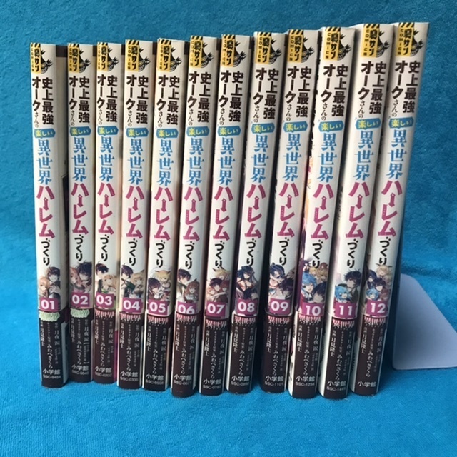 ☆全初版/帯付☆小学館裏少年サンデーコミックス『史上最強オークさんの楽しい異世界ハーレムづくり　全12巻』月見隆士（原作　月夜涙）