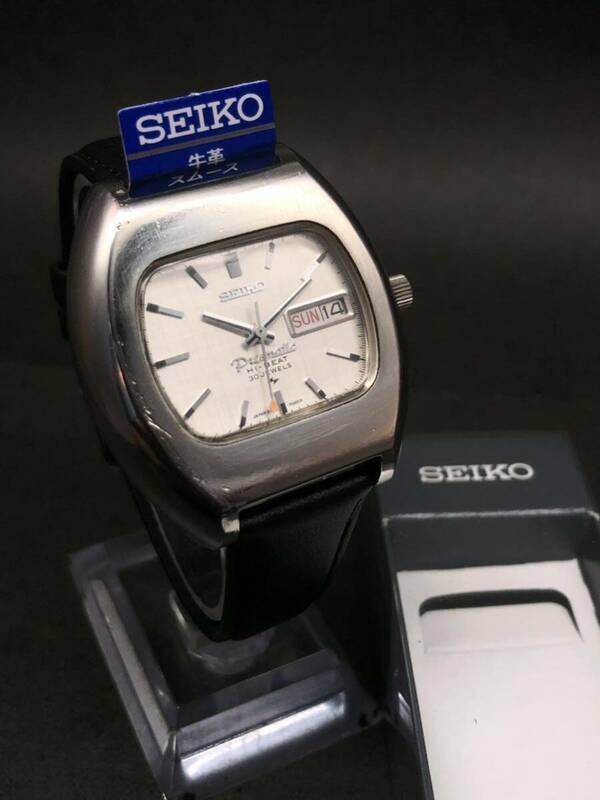 名機◆セイコー【プレスマチック】極希少TVスクリーン型◆1970年製◆SEIKO純正新品ベルト◆30石/自動巻◆機械測定平置き±30(現状数値好調)