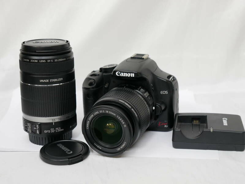 #7299 Canon eos kiss x3 EF-S 18-55mm 55-250mm IS キャノン デジタル一眼レフカメラ レンズセット