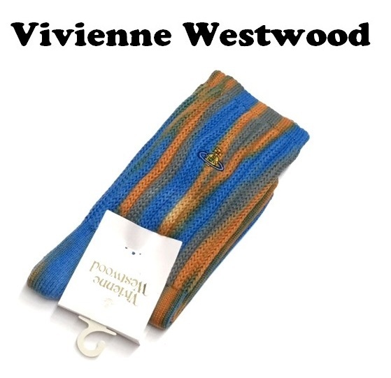 【Vivienne Westwood】(NO.3473）ヴィヴィアンウエストウッド ソックス　靴下　ブルー系　タイダイ　クルー丈　未使用　22.5-24.5cm