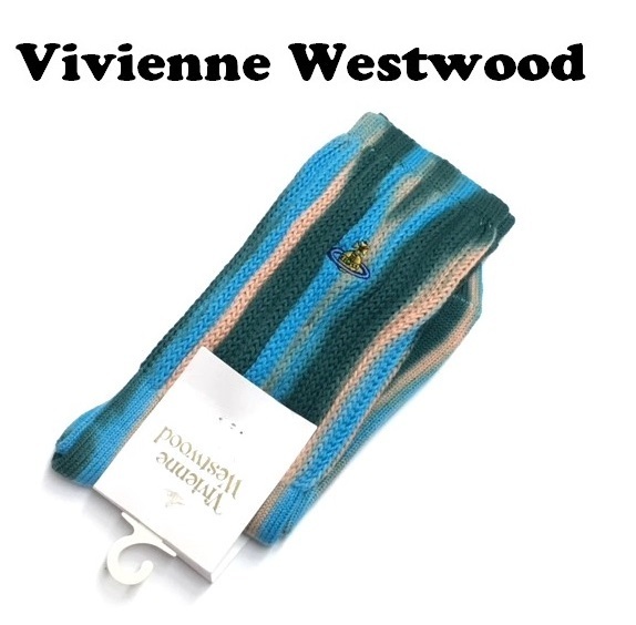 【Vivienne Westwood】(NO.3466）ヴィヴィアンウエストウッド ソックス　靴下　水色系　タイダイ　クルー丈　未使用　22.5-24.5cm