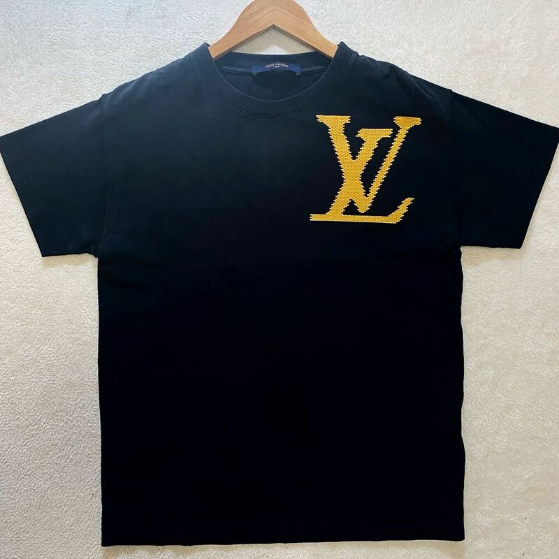 【美品・現行タグ】 LOUIS VUITTON ヴィトン メンズ 半袖 Tシャツ ブロックロゴ ブラック LVロゴ xs ユニセックス