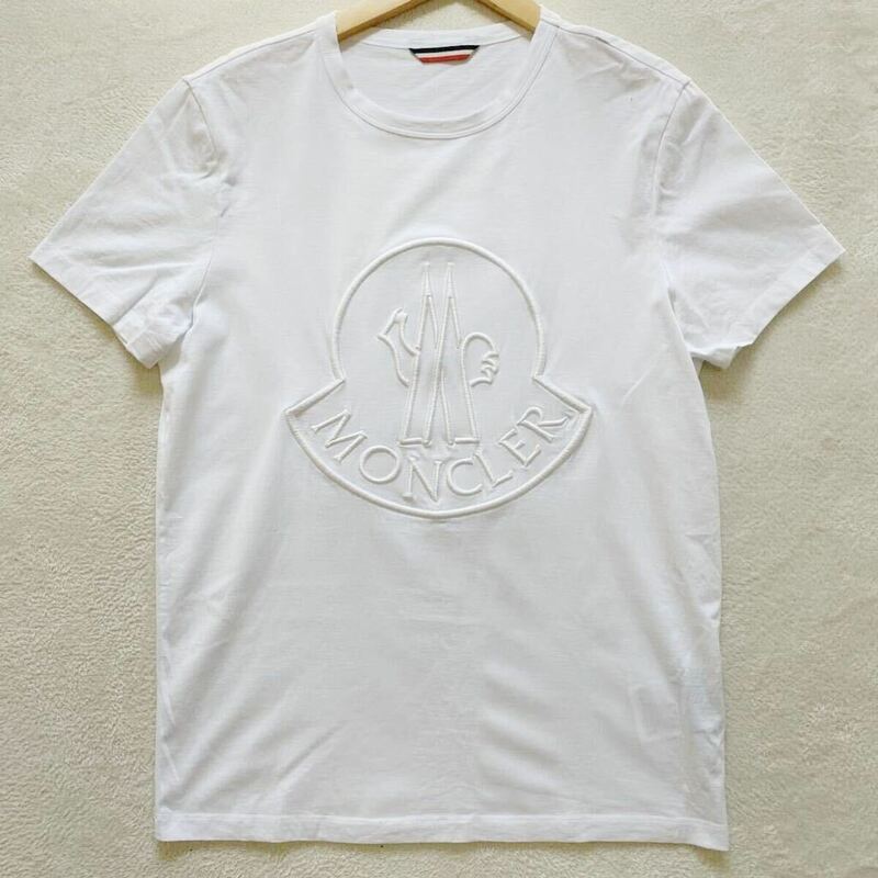 【極美品・最高峰】 MONCLER モンクレール メンズ 半袖 Tシャツ トップス カットソー 1952 ジーニアス ビッグロゴ刺繍 ホワイト S .