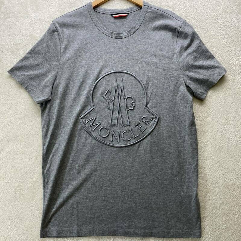 【未使用・最高峰】 MONCLER モンクレール メンズ 半袖 Tシャツ トップス カットソー 1952 ジーニアス ビッグロゴ 刺繍 グレー M