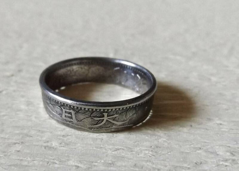 24号サイズ コインリング　 指輪 新品 未使用 送料無料 　（9616) ハンドメイド　アンテーク 古銭　貨幣　硬貨　手作り　菊の紋章　