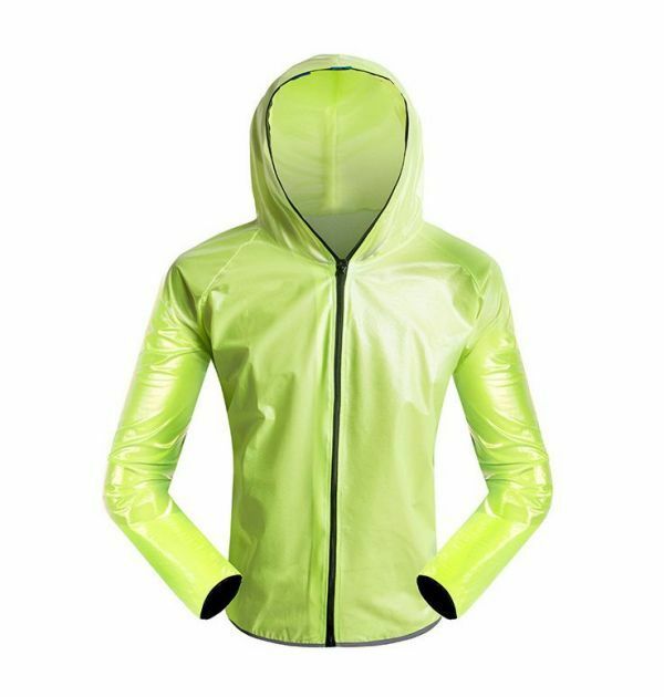 新品 サイクリング 防水 メンズ レインジャケット XLサイズ 蛍光グリーン フルジップ 長袖 ウェア スポーツ アウトドア MTB ロードバイク