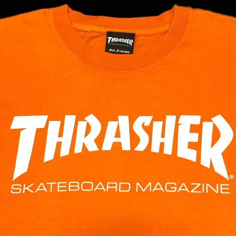 スラッシャー Tシャツ Mサイズ オレンジ THRASHER Magazine オールドスクール