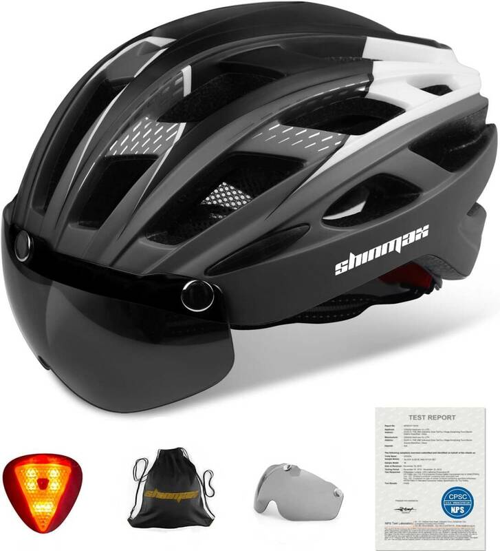 436　自転車 ヘルメット 大人 EN1078マーク LEDライト 57~62cm 磁気ゴーグル付 ロードバイク ヘルメット CPSC認定済み 超軽量