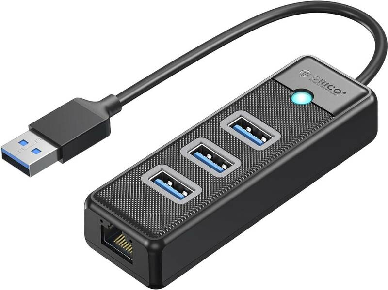 T-589　USB3.0ハブ 有線LANアダプター USB→3×USB3.0 Aポート+ ギガビットイーサネット RJ45 1000Mbps高速通信 5Gbpsデータ転送