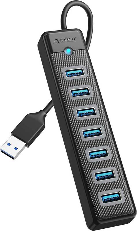 T-566　USBハブ 7ポート USB3.0 ハブ 15CM ケーブル付き 超薄型 USB拡張 5Gbps超高速転送 ラップトップ フラッシュ USB デバイスに対応