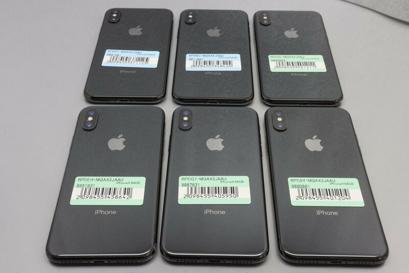 Apple iPhoneX 64GB Space Gray 他合計6台セット A1902 MQAX2J/A ■au★Joshin(ジャンク)1125【1円開始・送料無料】