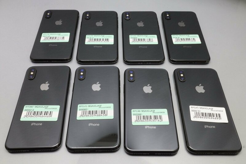 Apple iPhoneX 64GB Space Gray 計8台セット A1902 MQAX2J/A ■SIMフリー★Joshin(ジャンク)8774【1円開始・送料無料】