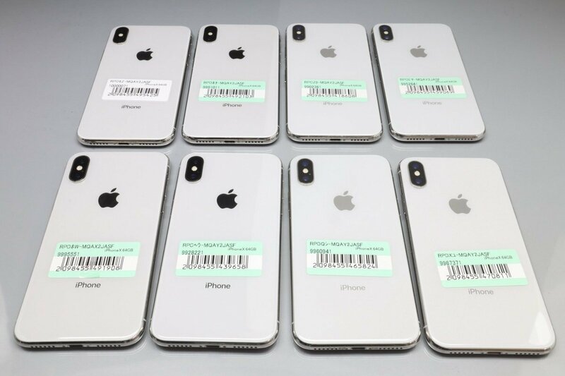 Apple iPhoneX 64GB Silver 計8台セット A1902 MQAY2J/A ■SIMフリー★Joshin(ジャンク)5425【1円開始・送料無料】