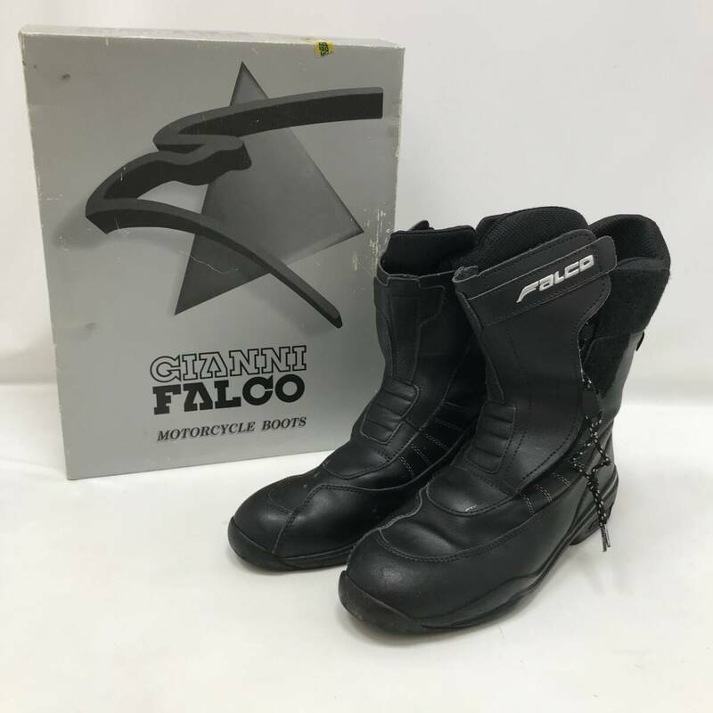 ‡0368 GIANNI FALCO レーシングブーツ ジャンニファルコ HIGH-TEX ライディングブーツ 黒 925 EU44 27cm