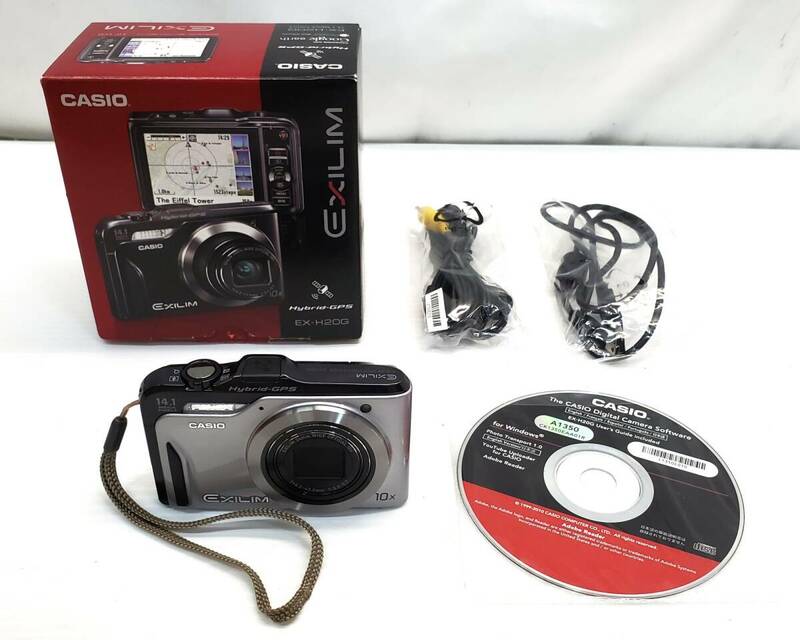 §　B27909　CASIO デジタルカメラ EXILIM EX-H20G 充電器なし 元箱あり カシオ デジカメ ディスク付き