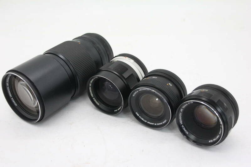 【訳あり品 【レンズ4点まとめ売り】コニカ KONICA HEXANON AR 28mm F3.5 AR 35mm F2.8 AR 52mm F1.8 AR 200mm F3.5 レンズ v1797