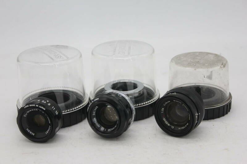 【返品保証】【レンズ3点まとめ売り】ニコン Nikon EL-Nikkor105mm F5.6 50mm F4 El-Nikkor C 5cm F2.8 ケース付き 引き伸ばしレンズ v1830