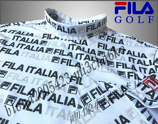 ■新品【FILA GOLF】フィラゴルフ COOL TOUCH接触冷感 全体飛びロゴ モックネック半袖シャツ■WH/M