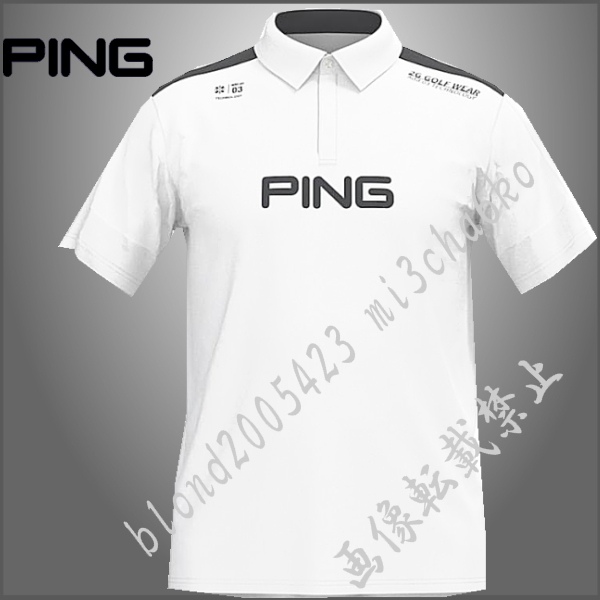 ■新品【PING GOLF】ピン ゴルフ 吸汗速乾素材 前面BIGロゴ アドエルムポロシャツ■WH/LL(XL)