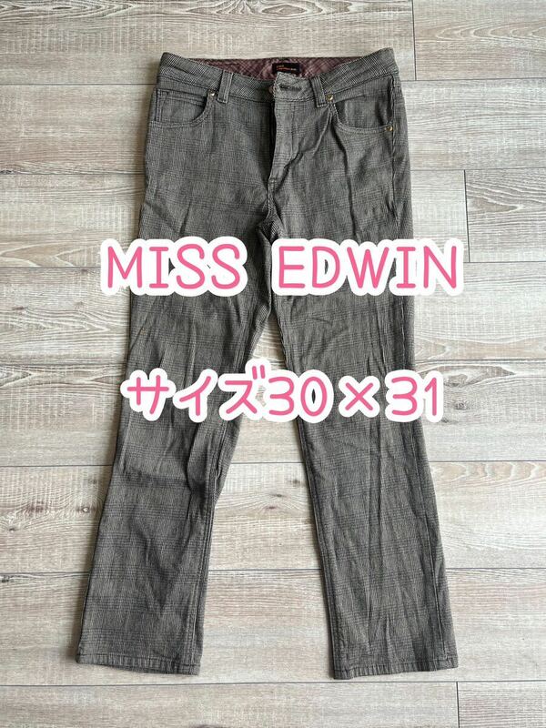 MISS EDWIN403LW/グレンチェック/グレー/サイズ30×31