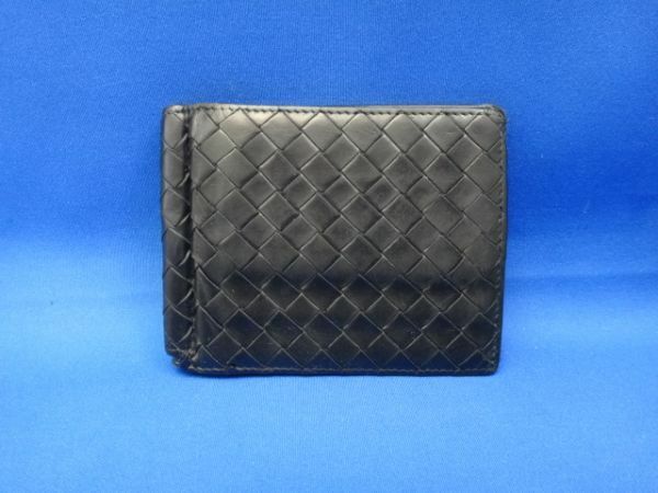 BOTTEGA VENETA ボッテガヴェネタ マネークリップ財布 イントレチャート ウォレット 本革　黒　中古品