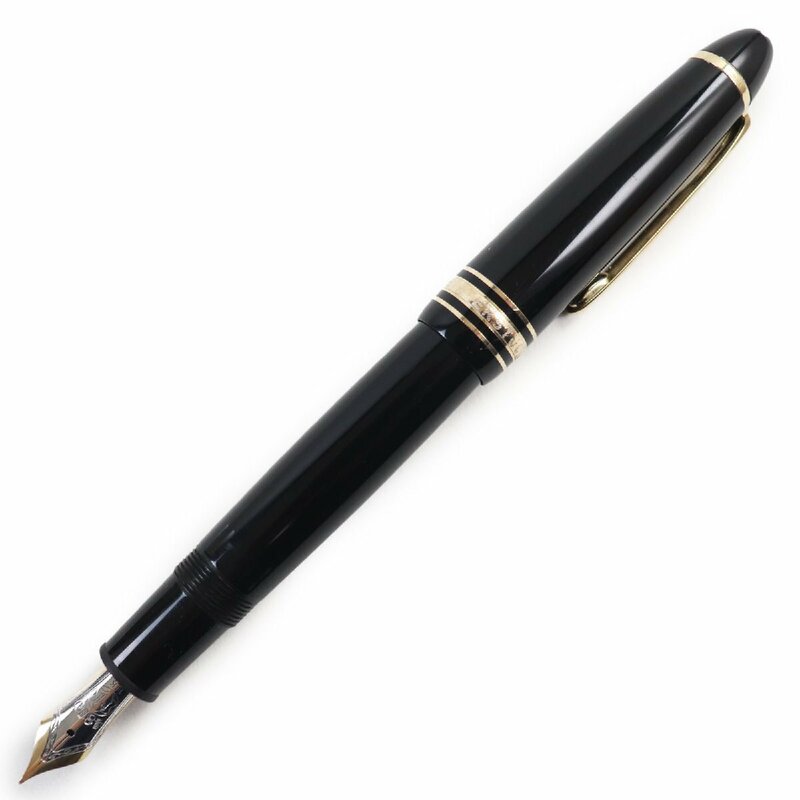 美品●MONTBLANC モンブラン マイスターシュテュック ル・グラン ペン先K14 Fニブ ホワイトスター ロゴ刻印入 万年筆 ブラック ゴールド