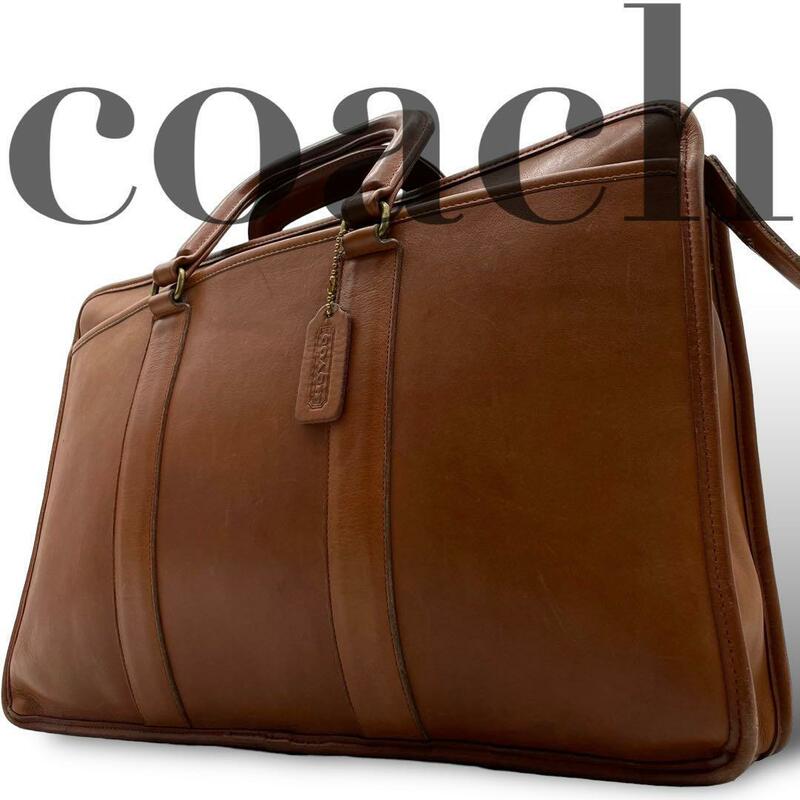 相場価格￥80,000- 美品 USA アメリカ製 COACH オールドコーチ 5090 牛革 グローブレザー エンバシー ビジネスバッグ ブラウン 茶 メンズ