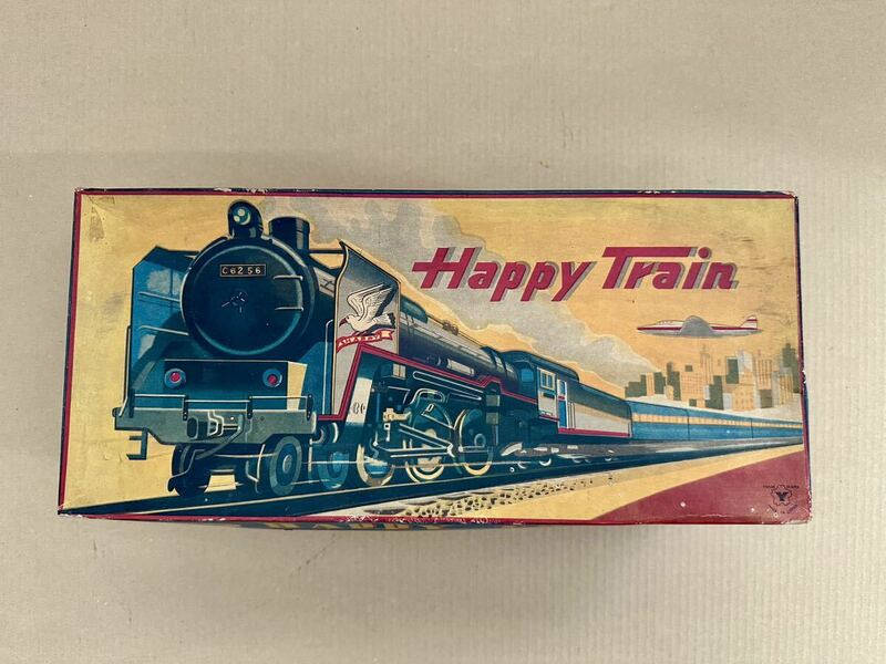 貴重 ブリキ　米澤玩具 SL 蒸気機関車 Happy Train インディアン フリクション可動確認済み 全長約37cm 箱付き　