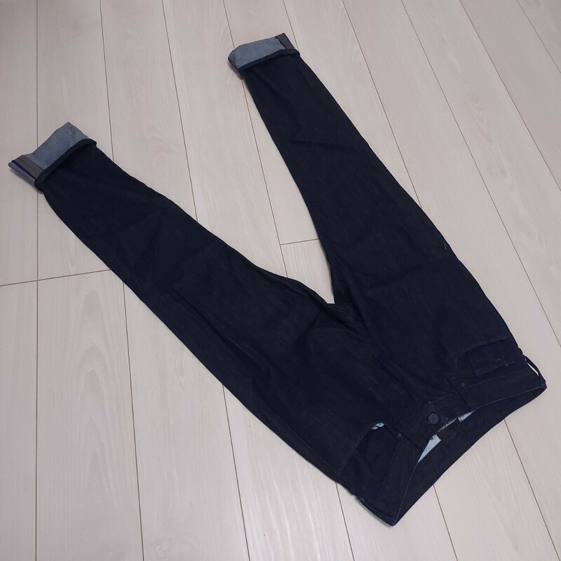 【正規品】EMPORIO ARMANI エンポリオアルマーニ REFLECTIVE EAGLE BIKE PANTS リフレクトテープ コットン デニムパンツW28 3G1J06 