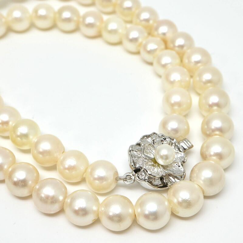 大珠!!◆アコヤ本真珠ネックレス◆J 約38.8g 約43.5cm 7.5-8.0mm珠 pearl パール jewelry necklace ジュエリー DA0/DB0