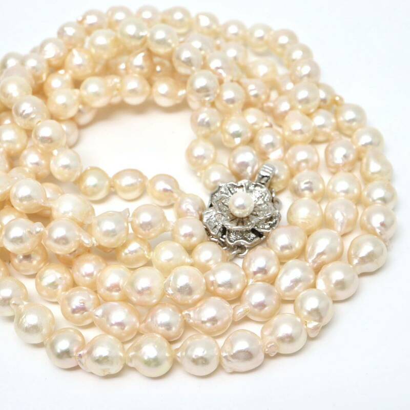 ◆アコヤ本真珠3連ネックレス◆J 約72.6g 約38.5cm 6.5-7.0mm珠 pearl パール jewelry necklace ジュエリー DA0/DB0