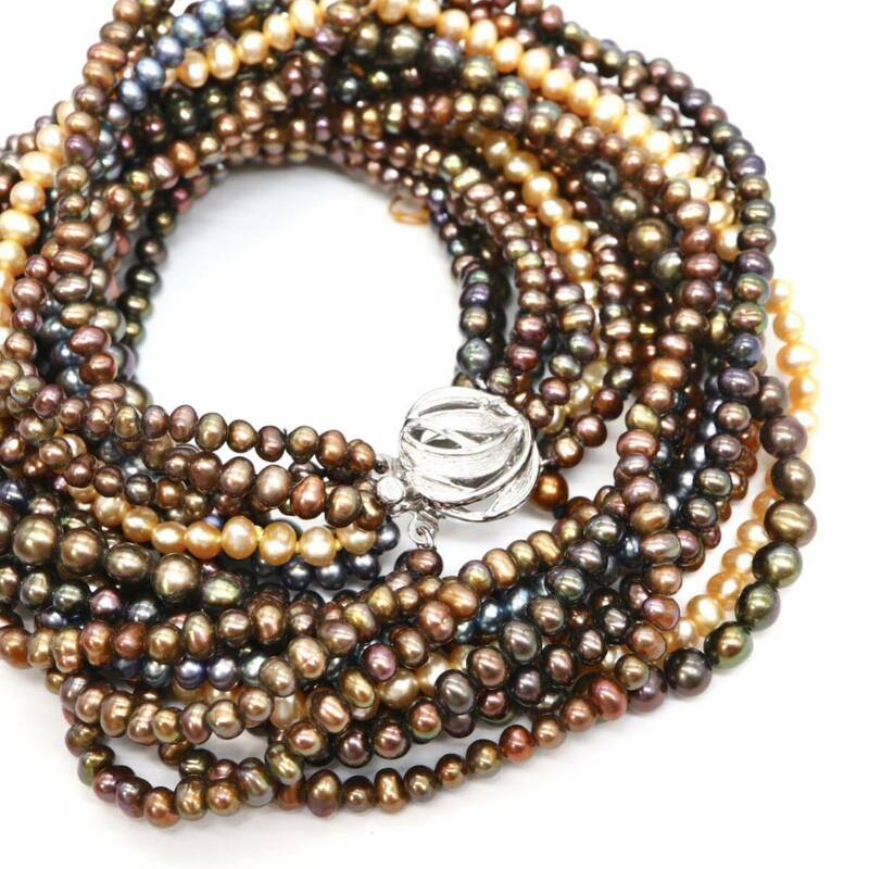 ◆本真珠9連ネックレス◆J 約90.7g 約43.5cm pearl パールjewelry necklace ジュエリー CE0/DA0